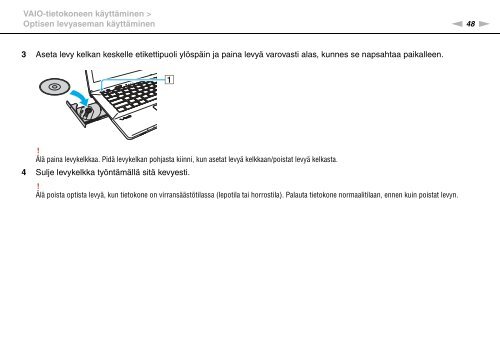 Sony VPCSE2V9E - VPCSE2V9E Consignes d&rsquo;utilisation Finlandais