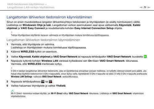 Sony VPCSE2V9E - VPCSE2V9E Consignes d&rsquo;utilisation Finlandais