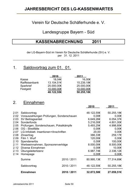 jahresbericht des lg-sport - der Landesgruppe Bayern-Süd