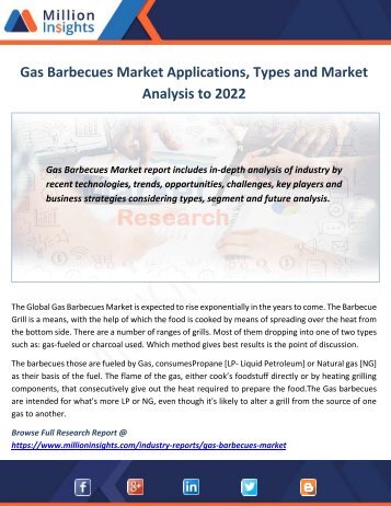 Gas Barbecues Market Applications, Types and Market Analysis to 2022