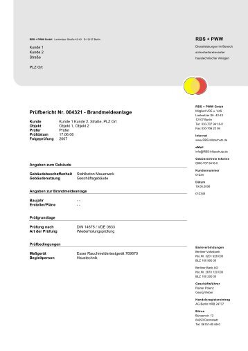 Prüfbericht Nr. 004321 - Brandmeldeanlage - RBS und PWW ...