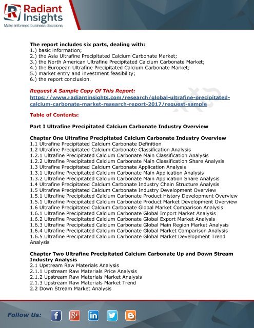 Global Ultrafine Precipitated Calcium Carbonate Industry Research Report 2017 - Radiant Insights