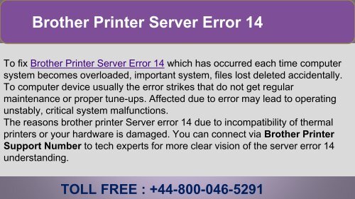 448000465291 How to fix Brother Printer Server Error 14