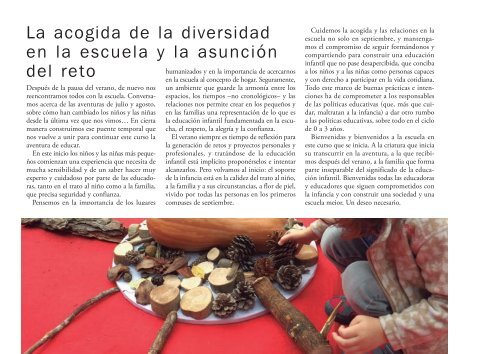 Fes un tast de les revistes Infància. Infancia i Perspectiva Escolar Septembre 2018