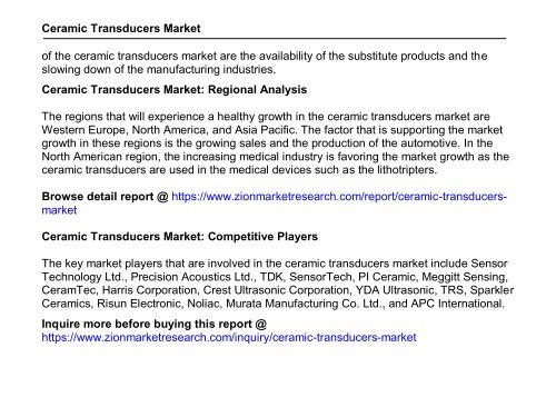 Global Ceramic Transducers Market, 2016–2024