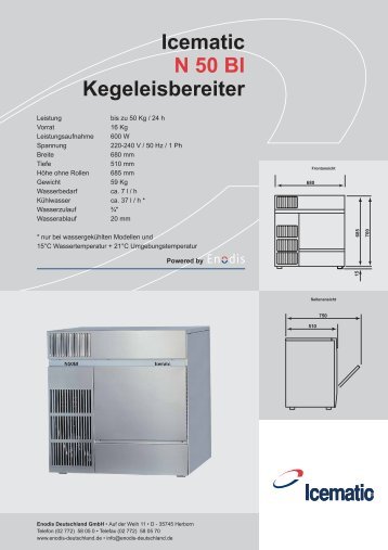 Icematic Kegeleisbereiter N 50 BI - Kältetechnik Rauschenbach GmbH