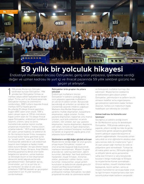 HOTEL RESTAURANT  MAGAZINE EYLUL 2017 SAYISI