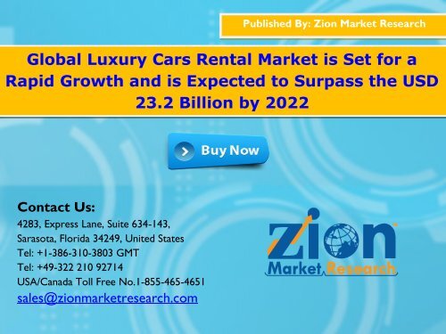 Global Luxury Cars Rental Market, 2016 – 2022
