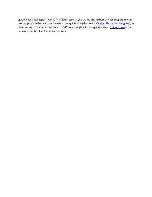 Quicken Technical Support Works For Quicken Users