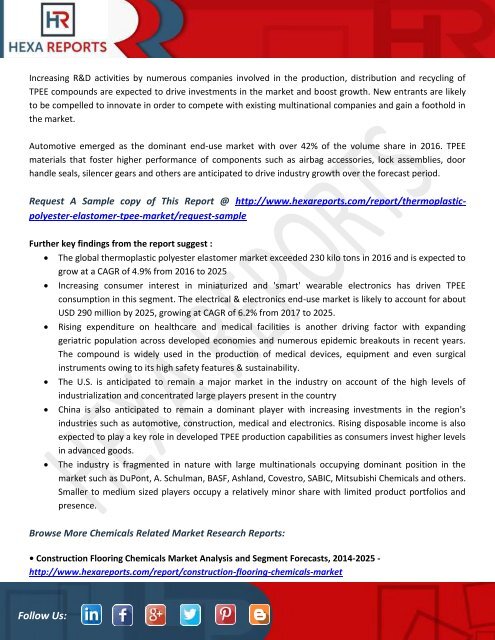 Thermoplastic Polyester Elastomer (TPEE) Market Size, Share, Overview and Market Value Forecast to 2025