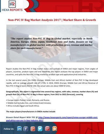 Non-PVC IV Bag Market Analysis 2017  Market Share & Growth
