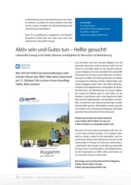  2017 Sommer / LEBENSHILFE FREISING / TAUSENDFÜSSLER-MAGAZIN