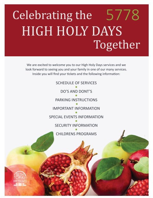 HHD 5778 TICKETS BROCHURE -Sept 2017