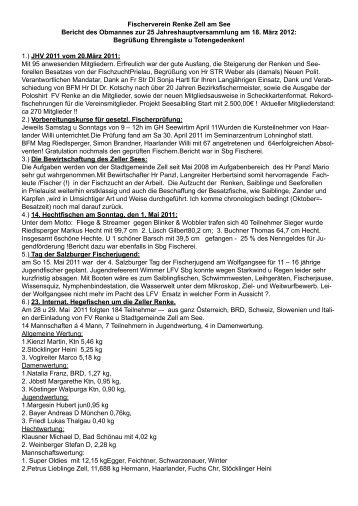 Bericht Jahreshauptversammlung 2012 - Renkenverein Zell am See