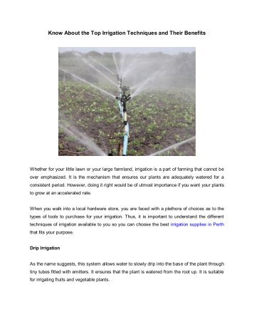 Know About the Top Irrigation Techniques and Their Benefits