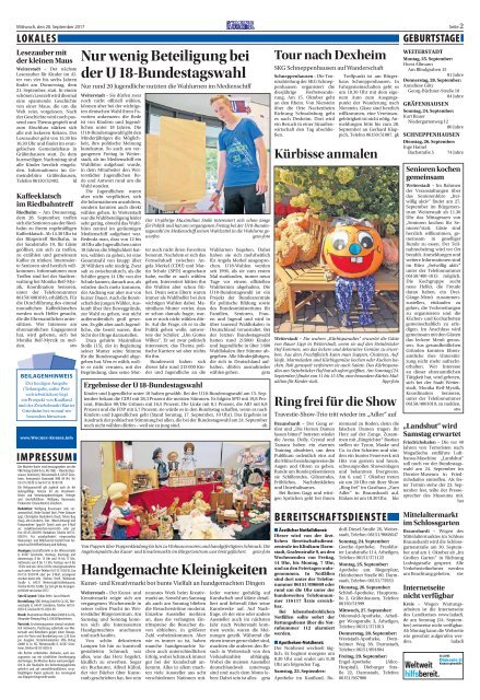 Wochen-Kurier 38/2017 - Lokalzeitung für Weiterstadt und Büttelborn