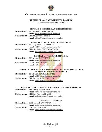 REFERATE und - Österreichischer Bundesfeuerwehrverband