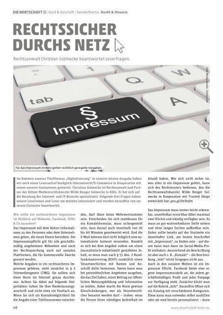 Die Wirtschaft Köln - Ausgabe 04 / 2017