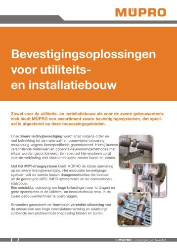 MÜPRO Bevestigingsoplossingen voor utiliteits -en installatiebouw NL BE