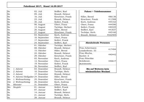 Korrigierter Plan für Fahrdienst 09-2017