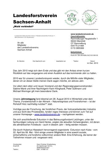 Neujahrsbrief 2011 - Landesforstverein Sachsen-Anhalt eV