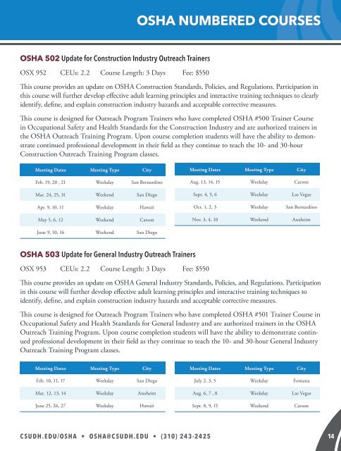 2018 CSUDH OSHA Course Catalog (Interactive)