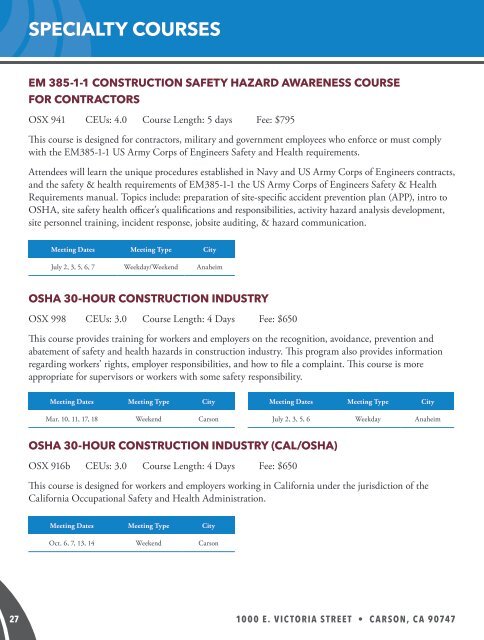 2018 CSUDH OSHA Course Catalog (Interactive)