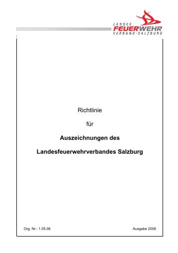 Richtlinie für Auszeichnungen - Landesfeuerwehrverband Salzburg