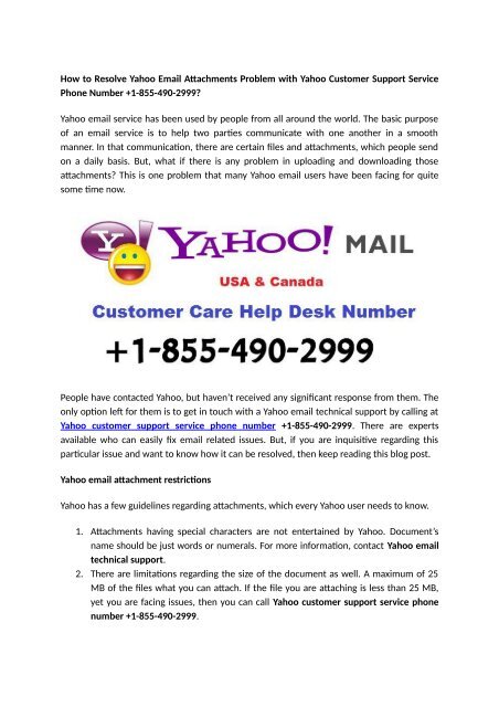 How to Resolve Yahoo Email Attachments Problem with Yahoo Customer Support Service
