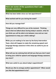 Solution Focused Questions - therapy sessions  