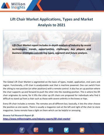 Lift Chair Market Applications, Types and Market Analysis to 2021
