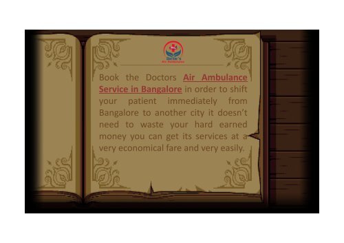 Now Easily Book an Emergency Air Ambulance Service in Bangalore