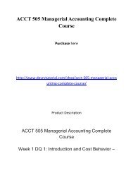 ACCT 505 Managerial Accounting Complete Course