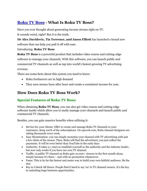 Roku TV Boss review and MEGA $38,000 Bonus - 80% Discount