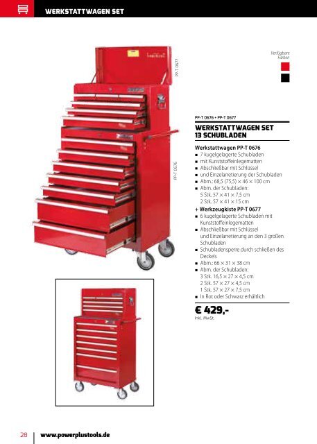 Powerplustools Katalog Werkstattwagen - Werkzeugkiste - Werkzeug - Lochwände