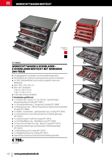 Powerplustools Katalog Werkstattwagen - Werkzeugkiste - Werkzeug - Lochwände