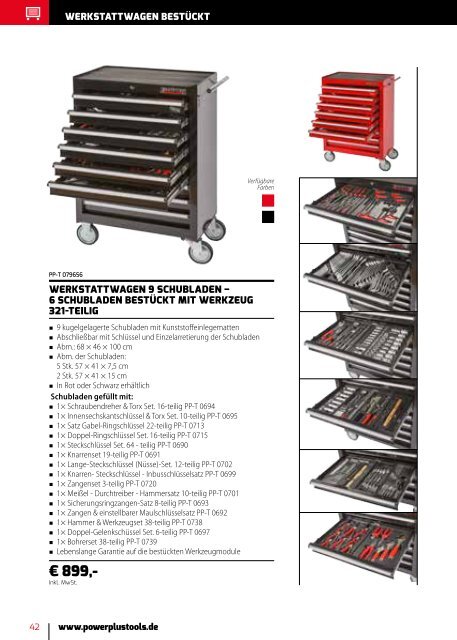 Powerplustools Katalog Werkstattwagen - Werkzeugkiste - Werkzeug - Lochwände