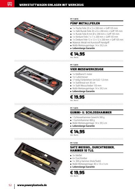 Powerplustools Katalog Werkstattwagen - Werkzeugkiste - Werkzeug - Lochwände