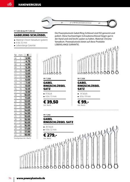 Powerplustools Katalog Werkstattwagen - Werkzeugkiste - Werkzeug - Lochwände