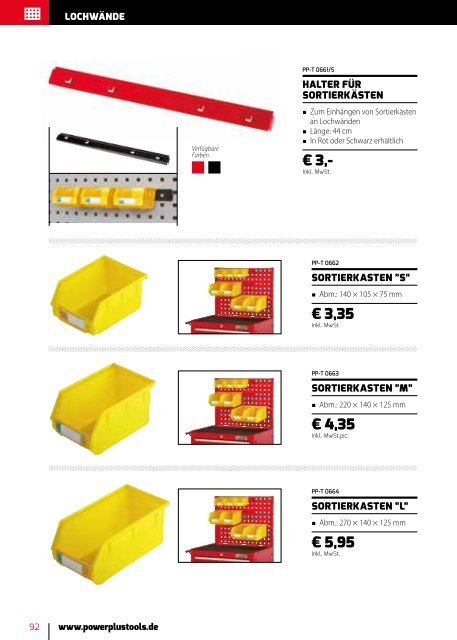 Powerplustools Katalog Werkstattwagen - Werkzeugkiste - Werkzeug - Lochwände