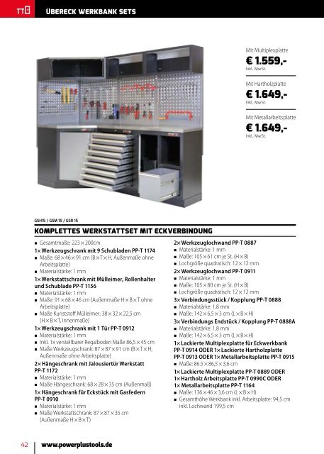 Powerplustools Katalog Werkstatt Set - Werkbänke - Werkstatteinrichtung - Schraubstöcke