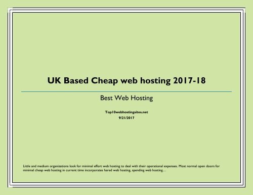 UK Based Cheap web hosting 2017-18