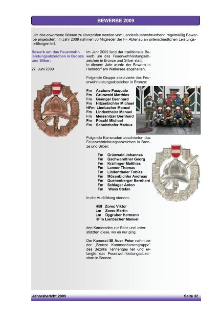 Wir gedenken in Ehrfurcht und Dankbarkeit die im Jahr 2009 ...