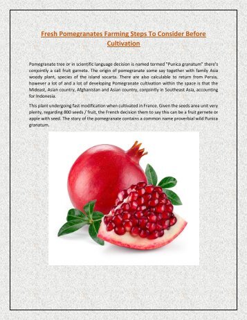 Fresh Pomegranates Farming Steps To Consider Before Cultivation