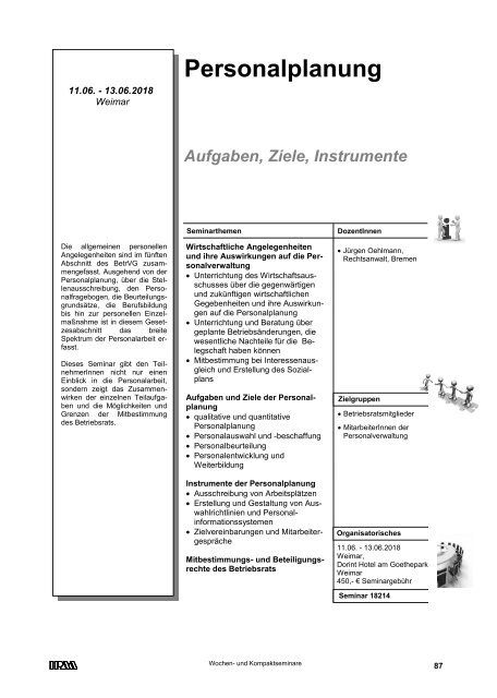 Schulungsprogramm 2018/2019