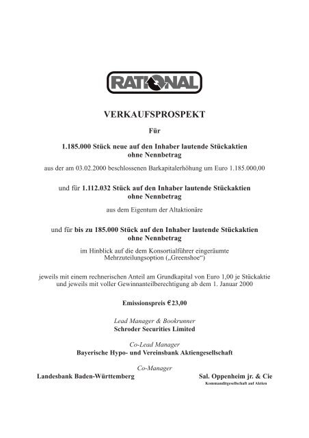 VERKAUFSPROSPEKT - Rational