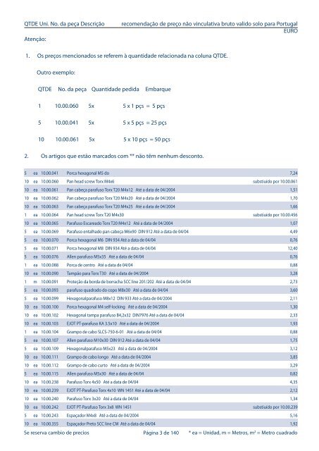 PeÃ§as de ReposiÃ§Ã£o â Lista de PreÃ§os Poortugal - Rational