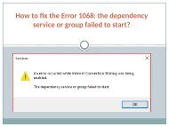 How to fix the Error 1068 the dependency service or group failed to start