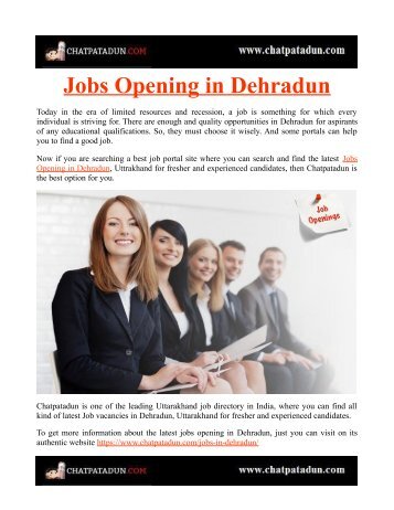 Jobs Opening in Dehradun
