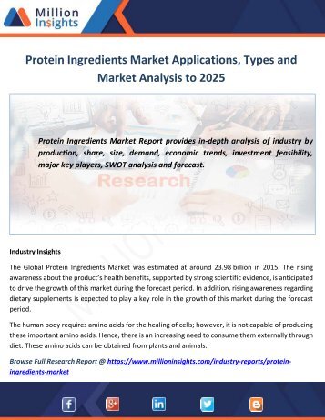Protein Ingredients Market Applications, Types and Market Analysis to 2025